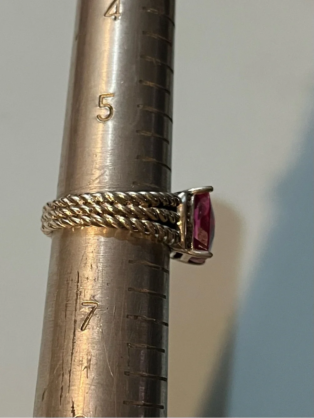 David Yurman Sterling Silver Petite Pink Tourmaline Diamond Wheaton Ring Size 6